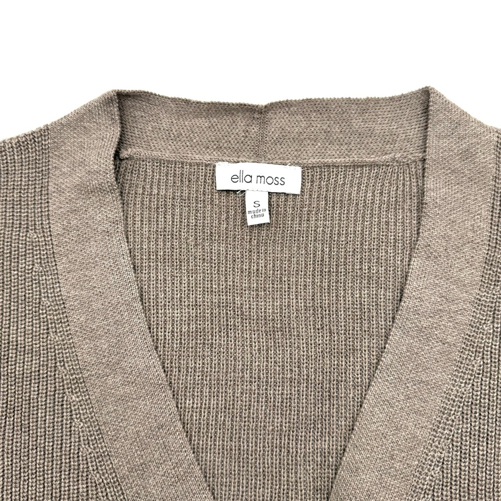 Ella Moss Womens Button Cardigan Sweater Size Small S Brown Ribbed Dressy Casual - Picture 3 of 4